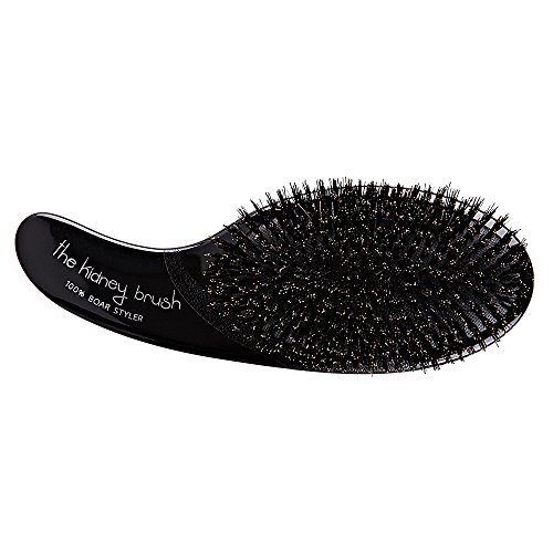 Olivia Garden Haarbürste Kidney Brush 100% Wildschweinborsten, 1 Stück, schwarz