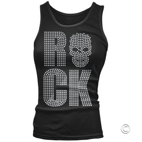 WOMENS VEST TANK TOP ROCK SKULL CRYSTAL RHINESTONE DIAMANTE GEM~LADIE SIZE 10-16[Black,Womens Size 12]