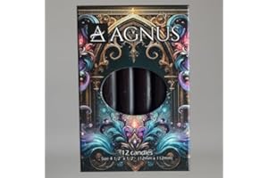 CHURCH SUPPLY 12 Black Protection Magic Spell Candles - Protection 10cm Spell Candles 4.5" 100% Natural Christingle Chime Pyramid Christmas Tree Candles – Dripless, Golden Flame – Clean,