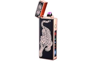 Dachance Cool Gifts Electric Lighter for Men Dad Him Digital Counter Bettary Display Windproof Flameless Plasma USB Rechargeable ARC Birthday Gifts for Men, Boyfriend, Husband (Tigre)