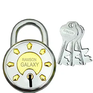 RAMSON Steel Galaxy 8 Levers Double Locking 3 Keys Lock (Silver, 65 Mm)