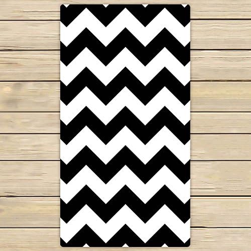 Custom Black White Chevron Zigzag Stripe Pattern Hand Towel,Spa Towel,Beach Bath Towels,Bathroom Body Shower Towel Bath Wrap 30x56 inches