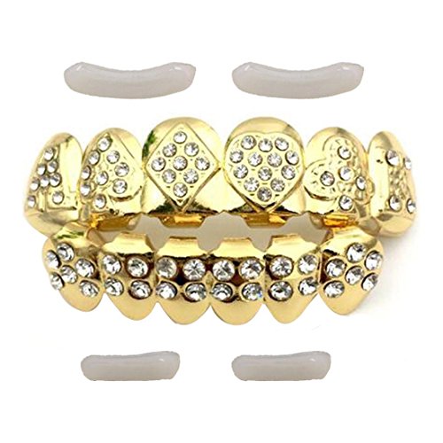 Glield 24 K Chapado en Oro out Helado Grillz con Diamantes + 2 Barras de Moldeado YT01