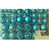 Geschenkestadl - Set de bolas para colgar en árbol de Navidad (100 unidades, hasta 6 cm de diámetro, acabado brillante, resplandeciente y mate), color azul