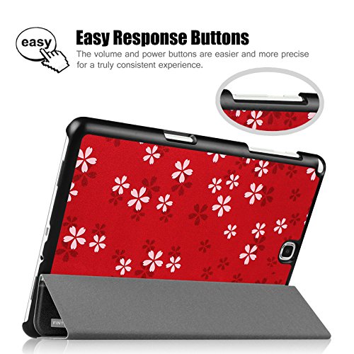 Fintie Samsung Galaxy Tab A 9.7 Hülle Case – Ultra Schlank Superleicht Ständer Smart Shell Cover Schutzhülle Etui Tasche mit Auto Schlaf / Wach Funktion für Samsung Galaxy Tab A 9.7 T550N / T555N 24,6 cm (9,7 Zoll) Tablet-PC, Fleur rouge - 6