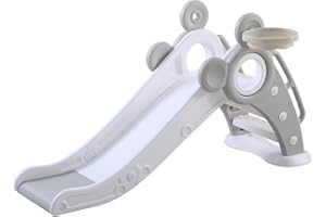 GROWAYSTORY Faltbare Rutsche für Innen und Außen, ab 1 Jahr, Kinderrutsche für den Garten, Geschenk für Kinder, Geburtstagsgeschenk Grau