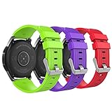MoKo Armband für Samsung Galaxy Watch 46mm, Silikon Uhrenarmband Erstatzband mit Schließe für Samsung Galaxy Gear S3 Classic/Frontier/Moto 360 2nd Gen 46mm/Fenix 5 Smart Watch - Rot & Grün & Violett
