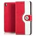 Produktbild Saxonia Flip Case Tasche Sony Xperia Z3 Hülle Schutzhülle Elegante Handytasche mit Kartenfach Standfunktion | Farbe Rot-Weiß