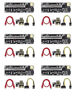 SaiRetail.Com 2021 Latest V009S Plus / 009S Plus PCI-E Riser Express Cable 16x to 1x with Indicator Led Graphics Extension ETH Mining Riser Adapter Card for GPU with 60 cm USB 3.0 Cable - (6 Pack)