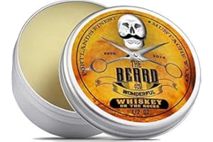 THE BEARD AND THE WONDERFUL Moustache and Beard Wax 15ml – Promotes Facial Hair Growth with Moisture Resistant Feature – Ideal Beard Styling for Men with All Natural Ingredients, Strong Hold, & Whiskey on the Rocks Scent Wax