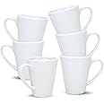 UNIQUE HOME LIVING Coffee Mug Set of 6, 340ml White Porcelain Coffee Mugs for Milk Hot Cocoa Latte Coffee Cups with Handle, Tea Mugs, Microwave and Dishwasher Safe