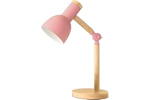 himmel Tischlampe,Einstellbare Holz Tischlampe,Kinder Schreibtischlampe für Schlafzimmer,Wohnzimmer,E27 Sockel Lesen neben Lampe (Rosa)