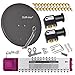 Produktbild DUR-line SELECT  16 TEILNEHMER / 2 SATELLIT - DIGITAL SAT ANLAGE: 75/80cm ALU Sat-Schüssel Anthrazit + 0,1dB LNB Schwarz FULL HDTV 4K + PMSE Multischalter 9/16 + 50 Vergoldete F-Stecker gratis dazu