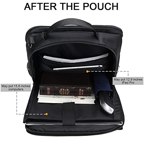 Viitop.eu Notebook-Rucksack geeignet für Laptops bis zu 15,6 Zoll, Wasserdicht Stossfest Business Freizeit-Rucksack Universal 3-in-1 Umwandelbar Rucksack Umhaengetasche Tragetasche, Schwarz - 8