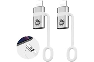 LIAOAN Adaptador de Lighting a USB Cadmite 30w PD, 2 para Lightning a USB - c, Compatible con la Serie iPhone 15 / Samsung y Otros Dispositivos C para Carga rápida y transmisión de Datos, diseño Plateado