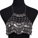 Geeignet für: Damen / Frauen DCY Ethnic Art-Sommer-reizvolle Hohle Münzanhänger Brust Kette Körper-Kette, Silver