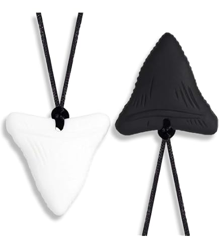 2 Colliers De Mastication En Silicone Forme Dent De Requin – Sensoriels Pour Enfants, Adultes, Autisme, TDAH