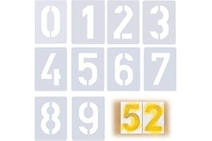JUGUTA 10 Pièces Pochoir Chiffre, Pochoirs De Peinture Grand Gabarit De 10 Cm, Réutilisables Pochoir Nombre Maison Plastique Pochoirs À Chiffres Pour Peinture Graffiti Mur Et Marquage Au Sol De 0 À 9
