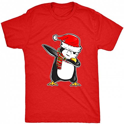 Pablo Prints Dabbing Penguin With santa Hat and Scarf Unisex-children T Shirt - Red - XL (12-13 Years)