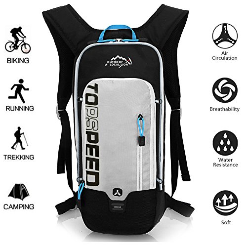 LOCAL LION 10L Zaino Idratazione Ultraleggero per Alpinismo Escursionismo Zainetto per Ciclismo Backpack di campeggio Sport Outdoor Unisex per Ciclismo,Grigio