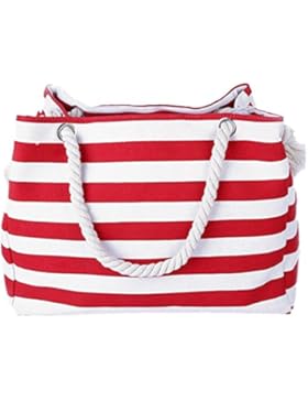 Minetom Damen Streifen Beach Bag Shopper Badetasche Strandtasche