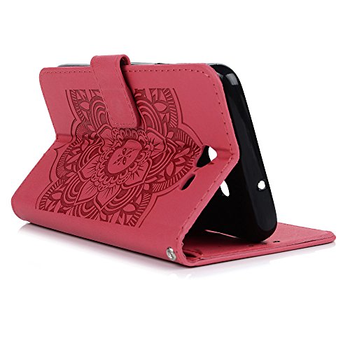 Badalink Case für Samsung Galaxy J5(2017) PU Leder (TPU innere Schicht) Tasche Flipcase Druck Traumfänger Schutzhülle mit Kreditkarteninhaber Kippständer Magnetverschluss Handyhülle Wassermelonen Rot - 5