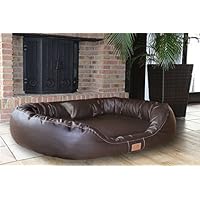 [Gesponsert]tierlando® Nonplusultra LENNART orthopädisches Hundebett mit Visco PLUS Matratze | Kunstleder | Premium-Lounge! Gr. L 85cm Braun