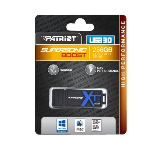 Patriot Memory 256GB Supersonic Boost XT USB 3.0 256GB USB 3.0 (3.1 Gen 1) Typ A Schwarz, Blau USB-Stick – USB-Sticks (USB 3.0 (3.1 Gen 1), Typ A, Kappe, Schwarz, Blau, CE, FCC, RoHS) - 4