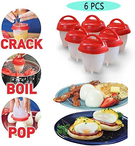 Egglettes Egg Cooker, Egg Cooker Hard &amp; Soft Maker Silicone Egg Poacher Cups Steamer Hard Boiled Egg Without Shell Omelette Molds Drop Ship( 6pcs/set ) by Giagy