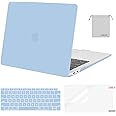 MOSISO Compatible with MacBook Air 13 inch Case 2022, 2021-2018 Release A2337 M1 A2179 A1932, Plastic Hard Shell&Keyboard Cover&Screen Film&Storage Bag for MacBook Air 13.3 inch Case, Airy Blue