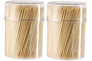 YALO 1000 x Cure-Dents en Bambou, Piques Cocktails dans Une Boîte Distributrice, CureDents pour la Cuisine, 6,5 cm