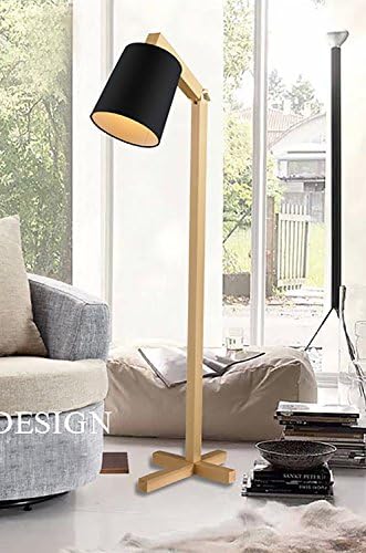 FGLDD European living room bedroom floor lamp / modern minimalist floor lamp / solid wood vertical floor lamp ( Color : Black )