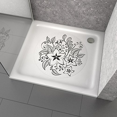 Anti-Rutsch Aufkleber "Tattoo Flowers (rund)" 39 cm