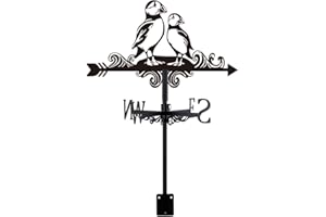 SUPERDANT Puffin Weather Vane for Roof Bird Metal Weathervane Animal Wind Vanes for Sheds Black Wind Direction Indicator for Farmhouse Yard Farm Shed Garden Decoration