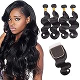 virgin brazilian human hair ♥100% Brazilian Virgin Human Hair Bundles with Closure, Cut from YOUNG & HEALTHY Donors with More Bounce, Without Any Chemical Processing, Each Hair is Healthy and Natural.