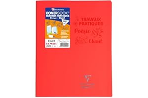 Clairefontaine 980420C A Koverbook Stapled Practical Work Notebook - 24x32 cm - 64 Seyes Ruled Pages 90 g and White Plains 125 g - Polypro Cover - Random Colour