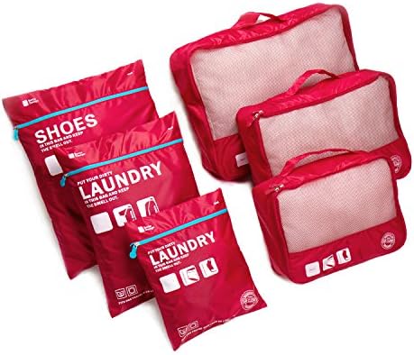 Eazeehome 6 Set Storage Bag Travel Organizer Packing Cube with Laundry Bag Waterproof for Luggage