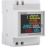 diymore Misuratore di Energia su Guida DIN AC40-300V 100A,6 in 1 Misuratore Digitale di Elettricità Misuratore KWh,Ammetro Vo