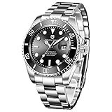 EDELSTAHLMATERIALIEN - Unsere 20 mm Edelstahlarmbanduhren sind unglaublich langlebig und können eine lange Lebensdauer haben, wenn sie mit dieser Herrenuhr, die ein schwarzes Zifferblatt aufweist, die Zeit in der Uhr deutlich anzeigt Dunkelheit und Licht.