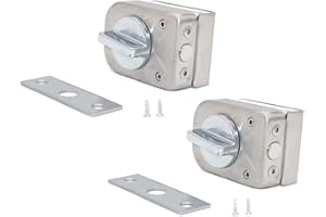 NUZAMAS - Juego de 2 cerraduras de puerta de cristal de acero inoxidable 304, cerradura de pestillo de suelo, cerradura de tierra para baño, inodoro, puertas de vidrio sin marco, cuadrado