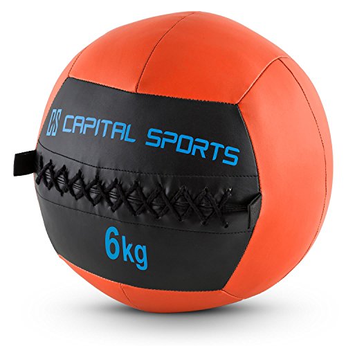 Capital Sports Wallba Wall Ball Medizinball Leder Gymnastikball (griffige Oberfläche, vernähtes Kunstleder, erhältlich 4kg 6kg 8kg 9kg 10kg 12kg oder 14kg) - 7