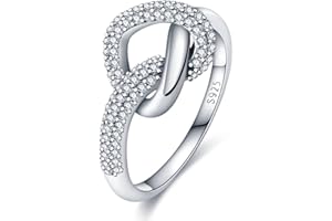 KUNSIR 925 Sterling Silber Ringe für Damen Liebesknoten Ringe Finger Federringe Schmuck Geschenke gekreuzte Ringe für Frauen mit Zirkonia Größe