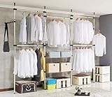El gancho colgante PP ambiental es útil para colgar la ropa, y los surcos en él impiden que la ropa se junte. Yosoo Carril de Ropa de Acero Resistente,Bastidor de Ropa Altura Ajustable 246-320cm.