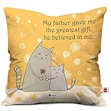 Indigifts Papa Gifts Birthday Father, You Believed in Me Quote Beige Cushion Cover 12x12 inch with Filler - Gift for Dad-Father in Law-Grandfather-Birthday Gifts, Daddy Pillow Cover
