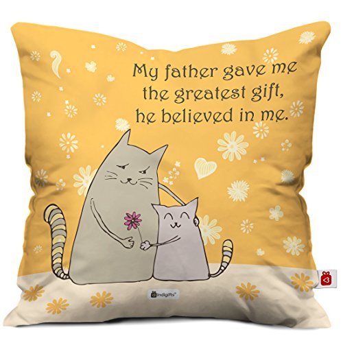 Indigifts Papa Gifts Birthday Father, You Believed in Me Quote Beige Cushion Cover 12x12 inch with Filler - Gift for Dad-Father in Law-Grandfather-Birthday Gifts, Daddy Pillow Cover