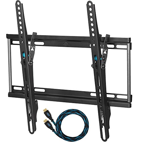 Cheetah Mounts APTMSB Soporte de Pared para TV y Pantallas de 32 hasta 55 Pulgadas, máximo VESA 400 x 400 y kg 52, cable HDMI Twisted Veins de tres metros, nivel magnético de 3 ejes de cm 15