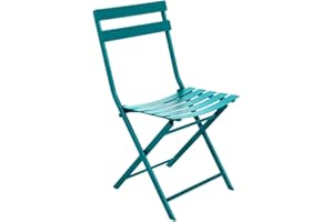 Hespéride - Chaise de Jardin Pliante Greensboro Bleu Canard - Acier Traité Epoxy Traitement - Dim 50 x 42 x 81 cm - Meuble d'Extérieur Pliable