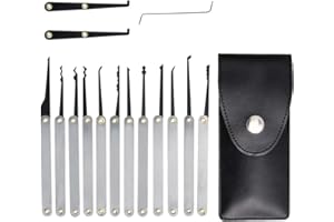 UENXRXE 15 Pezzi Grimaldello, Kit Estrazione Chiavi Rotte, Strumenti Di Prelievo Della Serratura Di Pratica Premium, Tra Cui 9 Pezzi Di Gancio Di Blocco Con 1 Borsa Portaoggetti