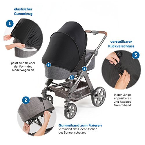 Universal Sonnensegel / Sonnendach, Sonnenverdeck, Sonnenschutz mit UV-Schutz 50+ für Kinderwagen und Buggy / praktische Sonnenschirm Alternative - 3