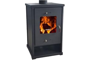 Prometey EEK A+ Kaminofen EKO 96175 Anthrazit Holzofen 10,2 kW Kamin Ofen Dauerbrandofen Werkstattofen Schwedenofen Hüttenofen Heizofen, Höhe 79 cm, Breite 50 cm, Tiefe 42 cm, 64 kg